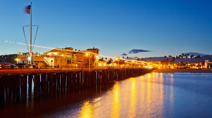 Evening view of the pier in Santa Barbara 